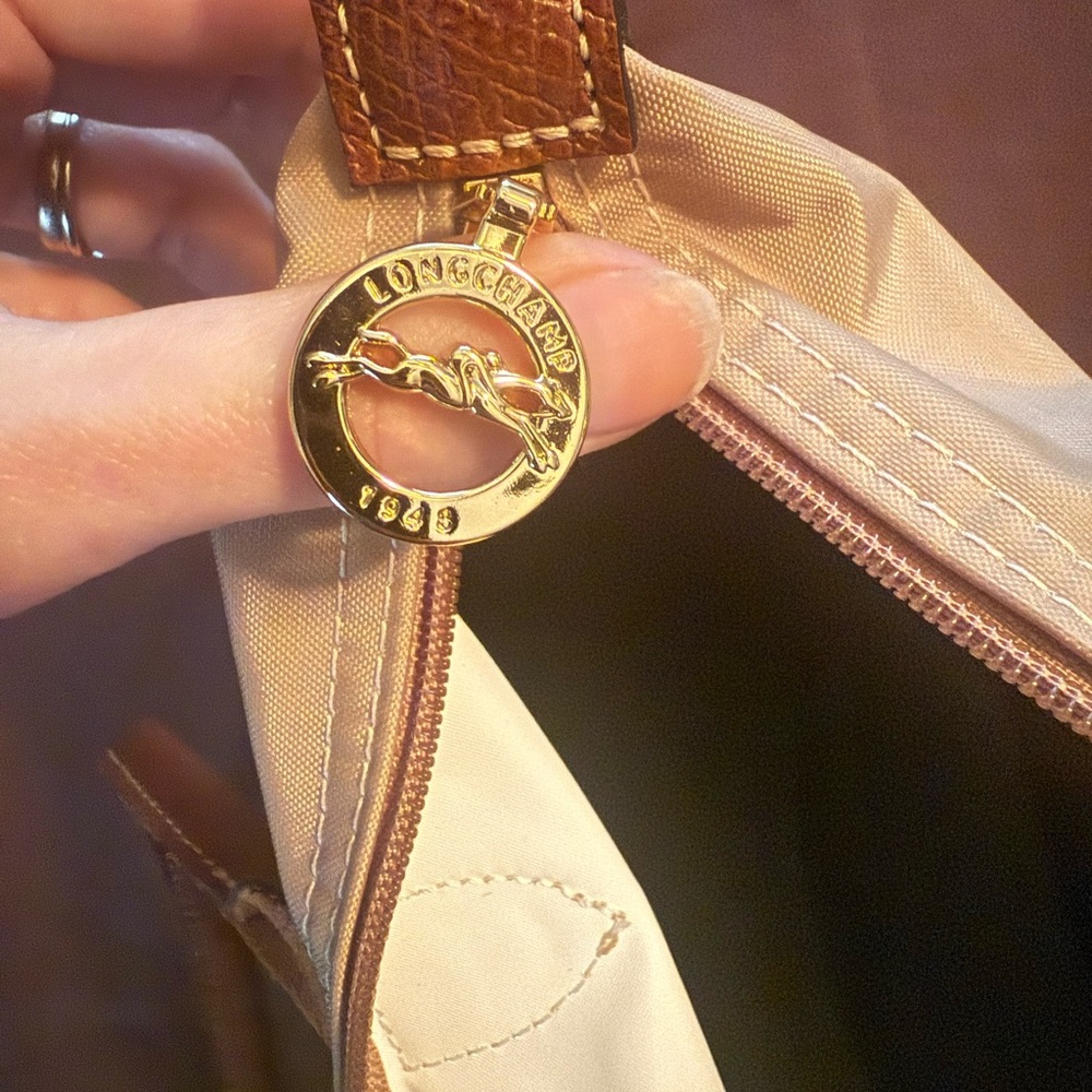 Longchamp La Pliage Medium Tan and Brown Tote Bag - Picture 10 of 16